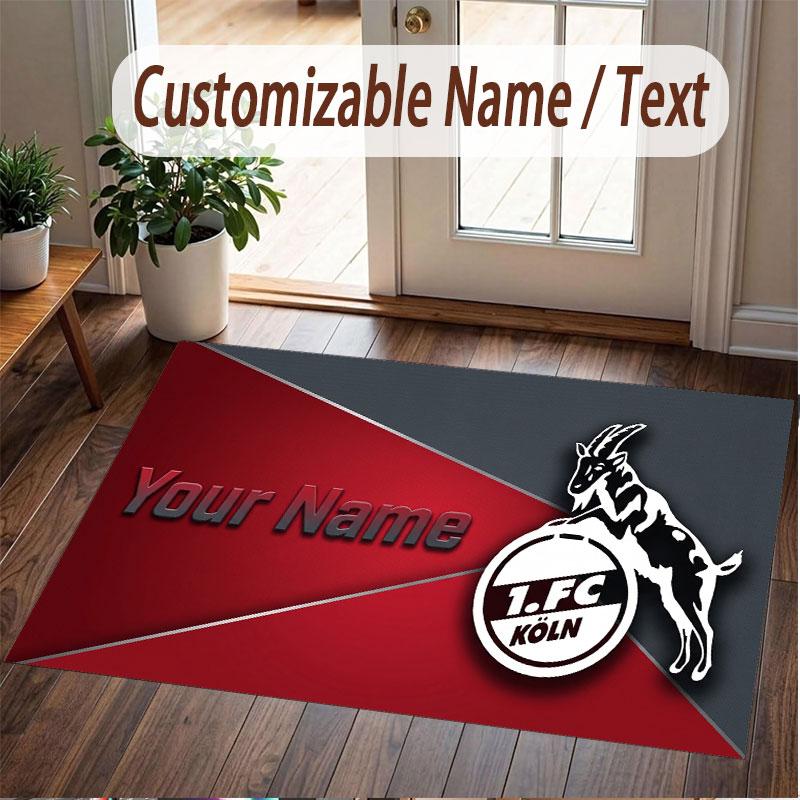 Custom Rug FC Köln Pattern Print Name Text Soft Non‑Slip Floor Carpet for Home Indoor Decoration