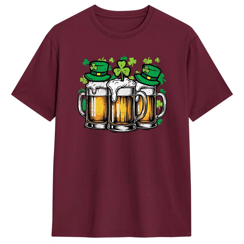 St Patricks Day Beers Funny Irish Pub Saint Paddys TShirts Male Cotton Crew Neck Oversized Clothes Short Sleeve Tshirt