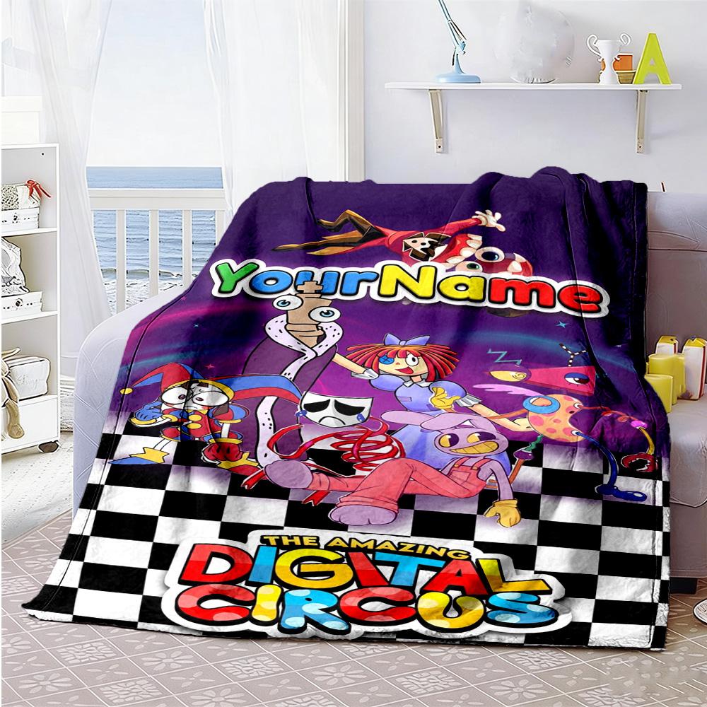 Digital Circus Customize Your Name Blanket Multi-purpose Personalized Blanket Durable Comfort Perfect for Sofa Livingroom Chair Office Chair
