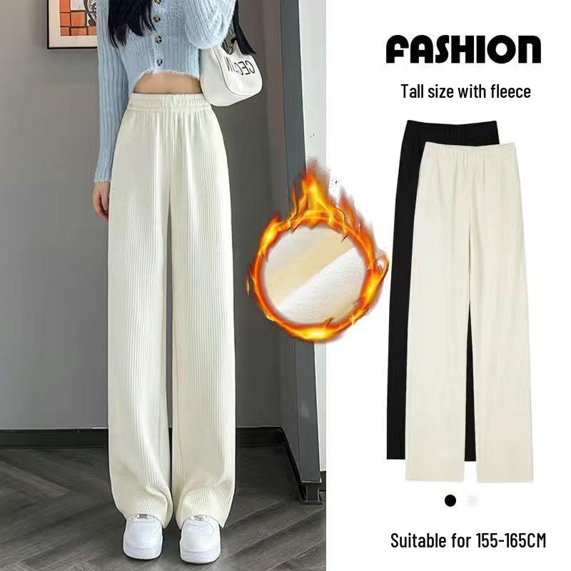 

Women s Corduroy Wide-Leg Pants - Velvet Thickened, Petite, Straight, Loose, Versatile, Casual, Long (Autumn/Winter) S 75-90 lbs, No Pilling