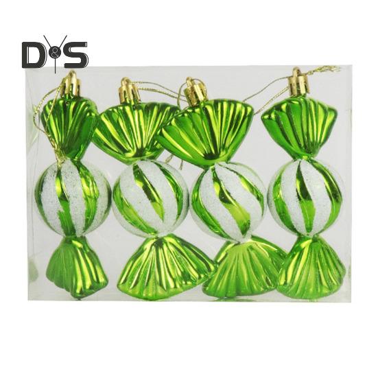 

4 шт. Різдвяні цукеркові прикраси, блискучі підвісні цукеркові прикраси, яскраві кольорові цукеркові підвіски для декору святкової ялинки grass зелений колір
