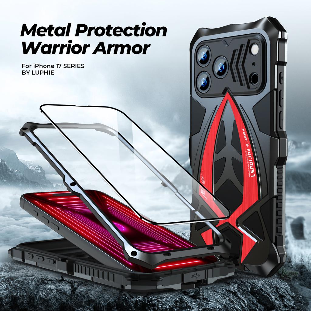 Military Grade Heavy Armor Metal Phone Case for For Iphone 17 16 15 14 13 Pro 16E 17E Max Luxury Shockproof Back Cover Bumper