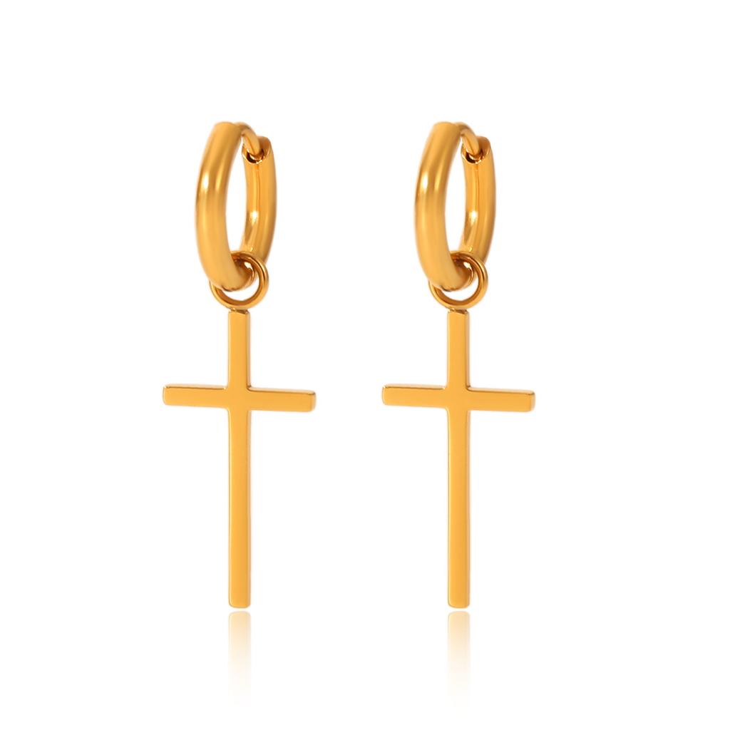 Cross Earrings Pendant Light Luxury High-end Drop Earrings Versatile Titanium Steel Jewelry Accessories for Women
