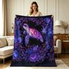 All Season Flannel Blanket with Sea Turtle Floral Wreath Print Soft Warm Throw Blanket for Sofa Couch Bedroom Office Living Room Home Decorative