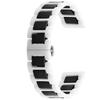 Kai Tian 20mm Quick Release Watch Strap for Men and Women, White and Black Ceramic Links, Replacement Watch Strap, Stainless Steel with D-Buckle