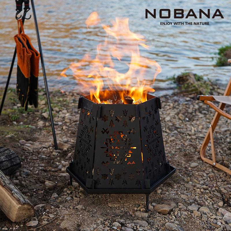 NOBANA Portable Outdoor Fire Pit & BBQ Grill: Folding Bonfire Stove for Camping and Team Building Stove Head чёрный