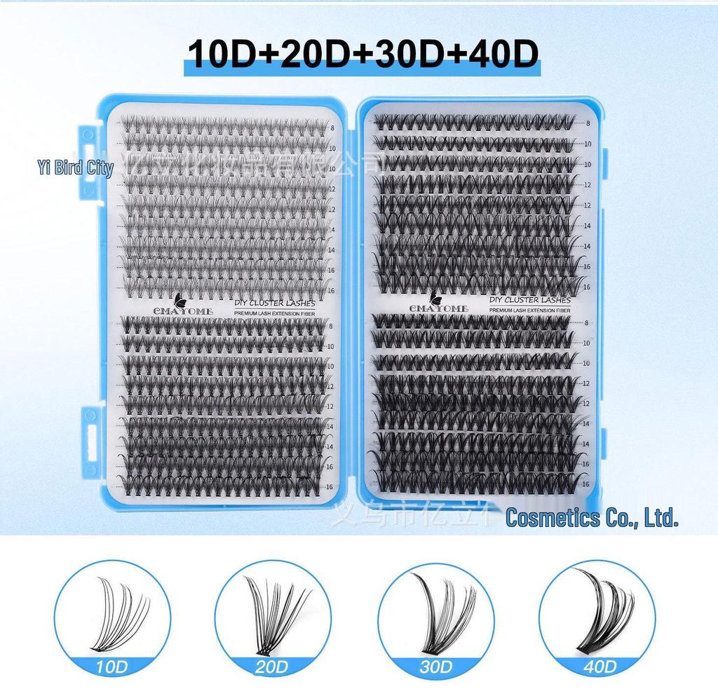 DIY Natural Dense Cluster False Eyelashes, Self-Adhesive 720 Segmented 10150D Curl, Individual Clusters