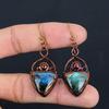 Labradorite Handmade Gemstone Earrings, Copper Electroformed Antique Jewelry Earrings, For Engagement Gift