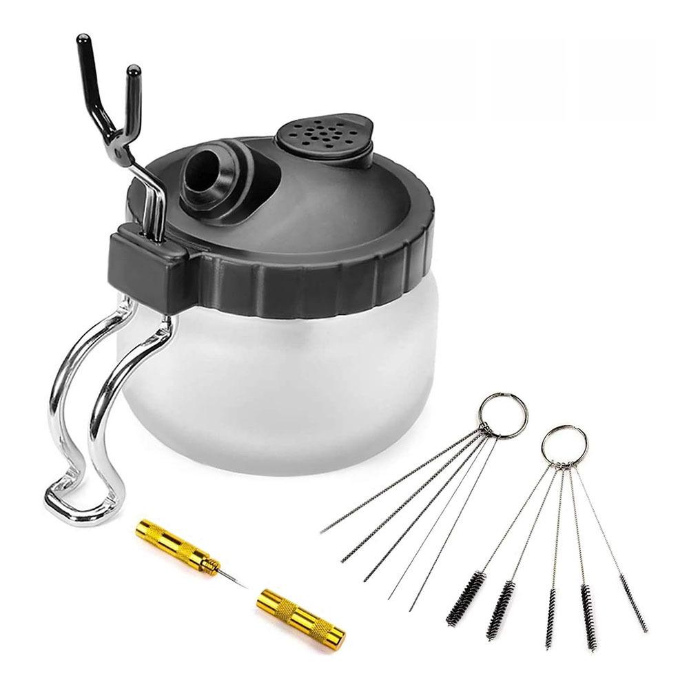 Airbrush Spray Gun Cleaning Kit: Includes Small Brush, Rinse Gun, Nozzle, and Four Ventilation Accessories for Auto Repair.