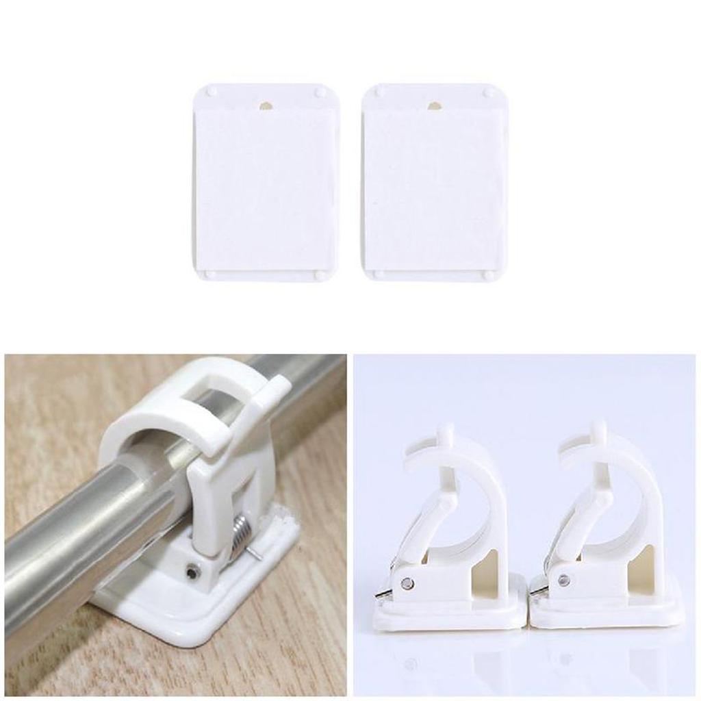 Shower Curtain Rod End Fixing Clips No Drill Bathroom Tension Rod Wall Mount Brackets for Kitchen Bathroom Poles 1-2cm