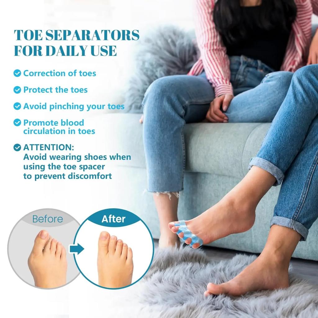 2pair Toe Separator Correct Foot and Bunion Pain Thumb Divider Silicone Toe Straightener for Overlapping Toes Foot Care Tools