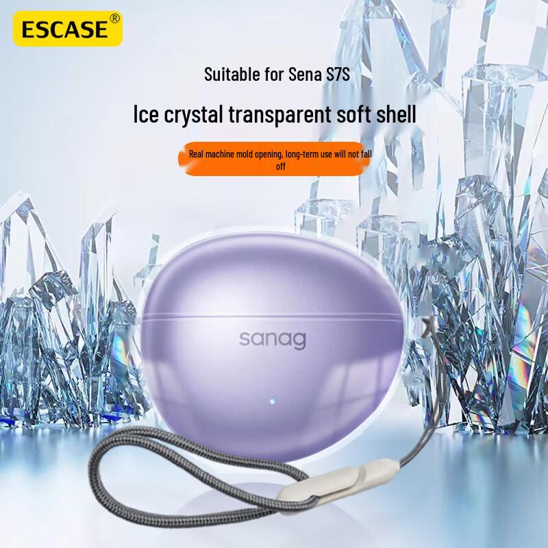 ESCASE Transparent Silicone Protective Case for Sanag Ear-Clip Headphones With Lanyard