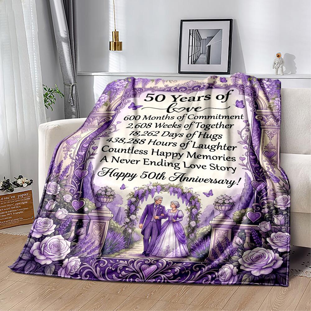 Princess 50th Birthday Celebration Blanket Soft Warm Cozy Suitable for Chair Seaside Livingroom for All Occasions Stylish Decor