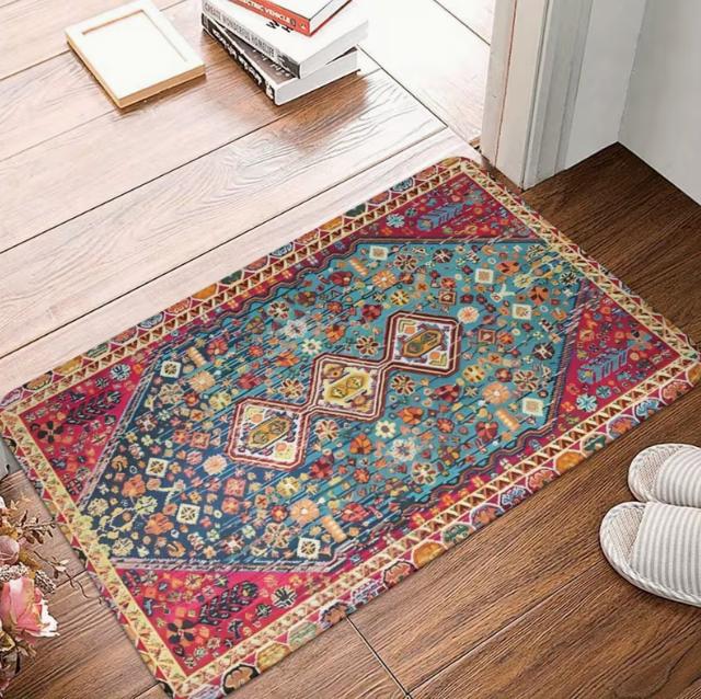 

Bohemian Style Ethnic Pattern Door Mat Rectangular Anti Slip Floor Mat Suitable for Living Rooms Bedrooms and Entrance Carpets 40cm x 60cm