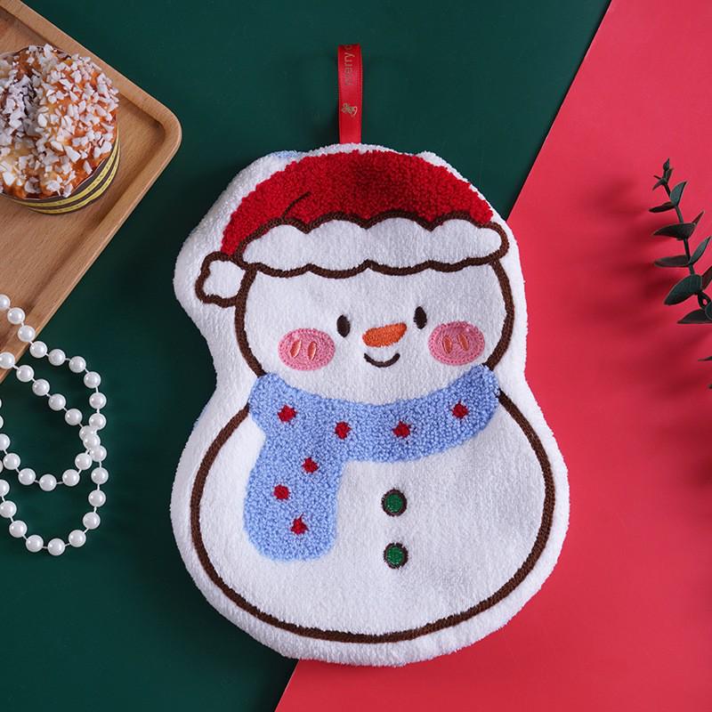Adorable Coral Fleece Hand Towel for Kids - Absorbent & Hangable for Kitchen or Bathroom, Christmas Design