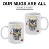 1 Stück 11oz Weiße Keramiktasse mit beidseitig bedrucktem Muster Starke Kaffeetasse Geeignet für Zuhause, Büro, Geschenkverwendung