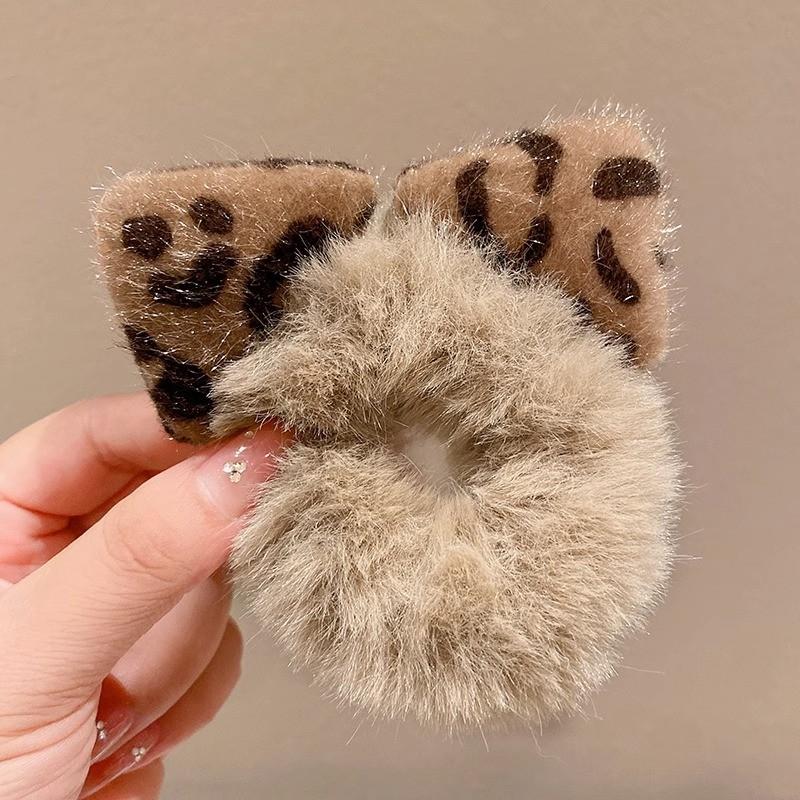 Autumn Winter Plush Cat Ear Hair Ring Female Cute High Elasticity Children Hair Rope Simple Hair Accessories