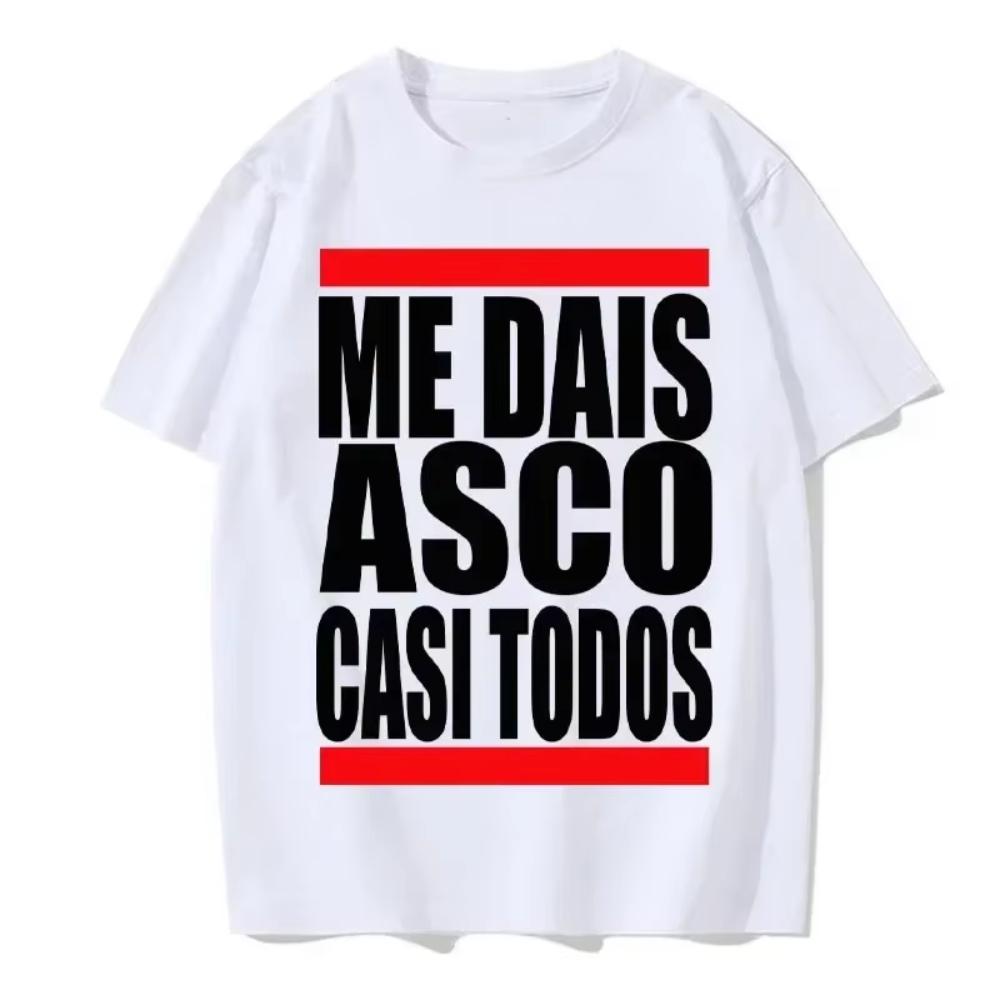 Me Dais Asco Gasi Todos Print Pattern T Shirt Men Women Summer Neutral Casual Loose Clothing Harajuku Oversized T Shirt S