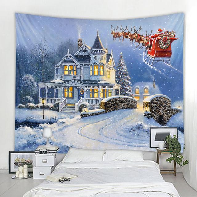 Santa Claus Decoration Tapestry Home Decor Tapestry Mandala Boho Hippie Wall Tapestry Christmas Party Background Tapestry