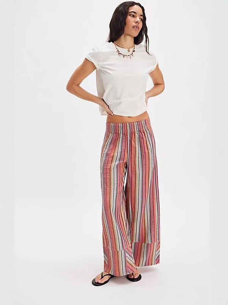 Striped Wide Leg Pants Women Spring/Autumn Casual Loose High Waist Slimming Trousers for Women