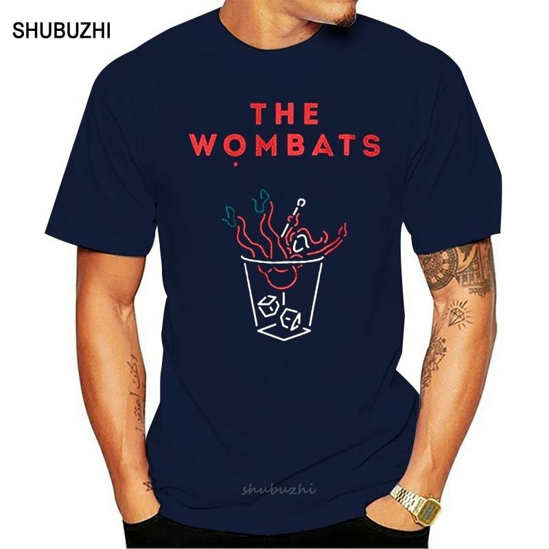 

Drinking Glass The Wombats Short Sleeve Regular Tees Black Mens T Shirt men cotton tshirt summer brand teeshirt euro size S