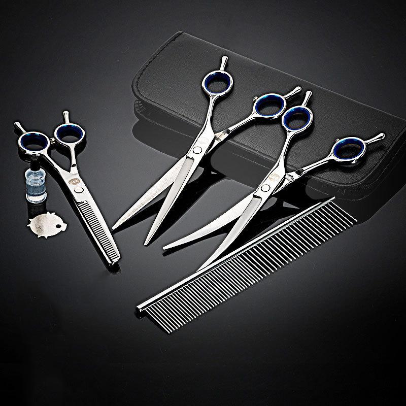 Pet Grooming Scissors Kit Stainless Steel Straight Thinning Shear Non‑jamming Trimming Tool for Dogs Cats