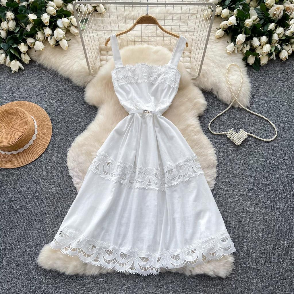 Runway Elegant Formal Luxury Evening Dresses Women Summer Embroidery Lace Short Dress Female Hollow Out Crochet Short Dress