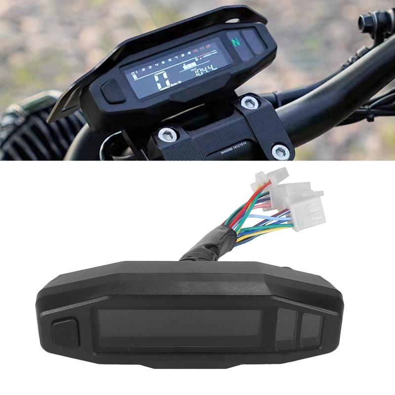 AD Universal Motorcycle Speedometer Digital Speed Meter LED Tachometer Dashboard Instrument Panel Meter LCD Display Y Bracket