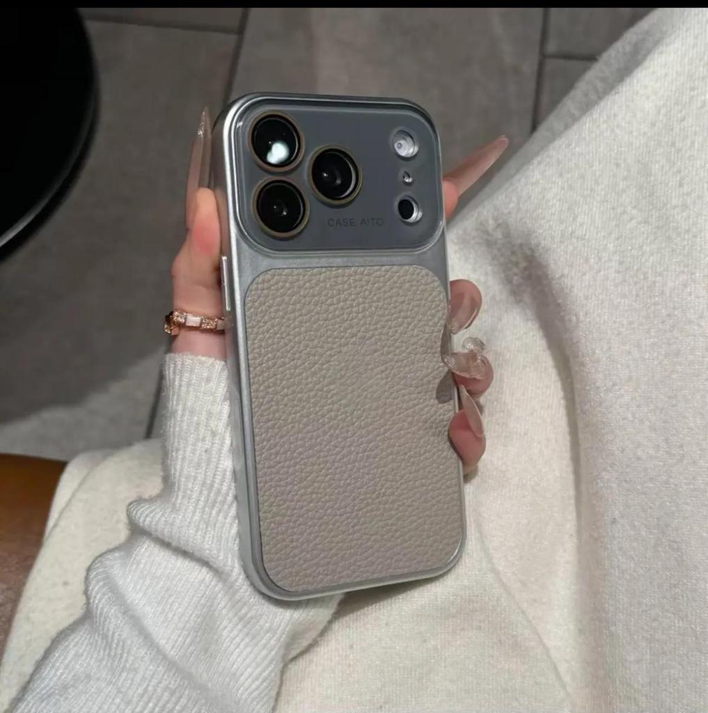 iPhone 17 Pro Max Lychee Pattern Leather Texture Case, Full Coverage for Apple 16