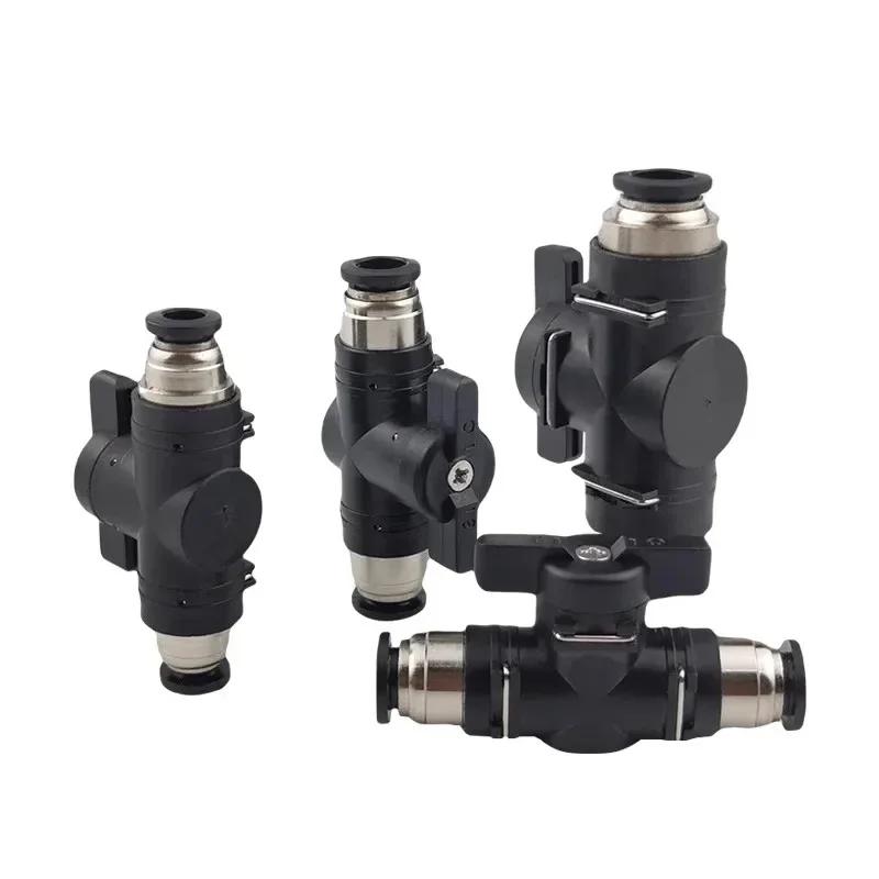 BUC-6 Black Pneumatic Quick Coupling Manual Valve Steering Switch Manual Ball Valve Air Hose 4 6 8 10 12mm