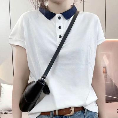 Mom Lapel Short-sleeved T-shirt for Women In Summer New Polo Middle-aged Sports and Casual Tops Large Size