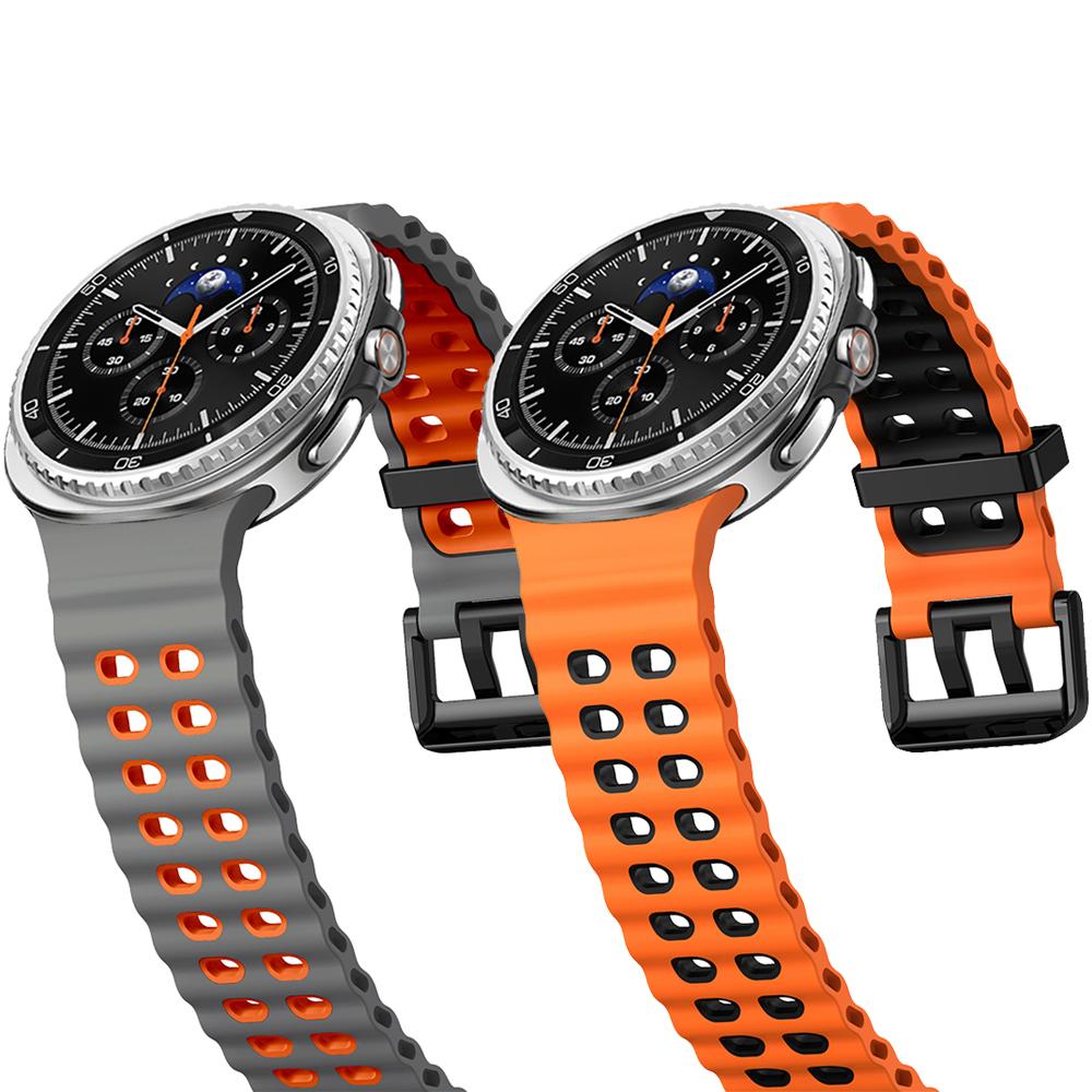 Sport-Silikonband für Samsung Galaxy Watch 8 classic 46mm Zweifarbiges Marineblaues Armband Riemen Galaxy Watch 8 40mm 44mm Armband