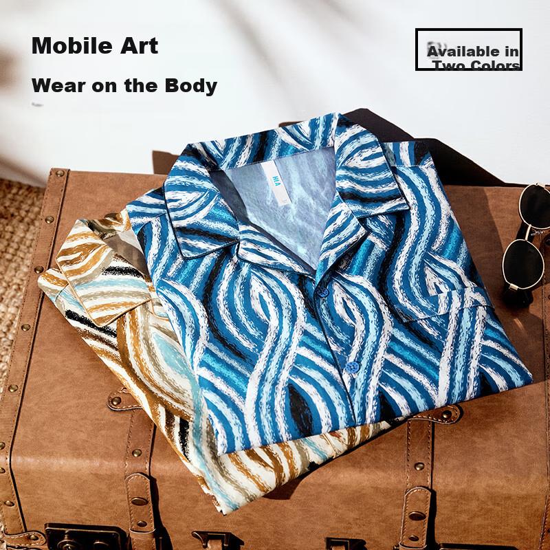 HA [ight uxury Vacation] Pajamas for And, Cuban Coar, Anti-Static, Comfortabe, Coo-Feeing Short-Seeve Shorts oungewear Set