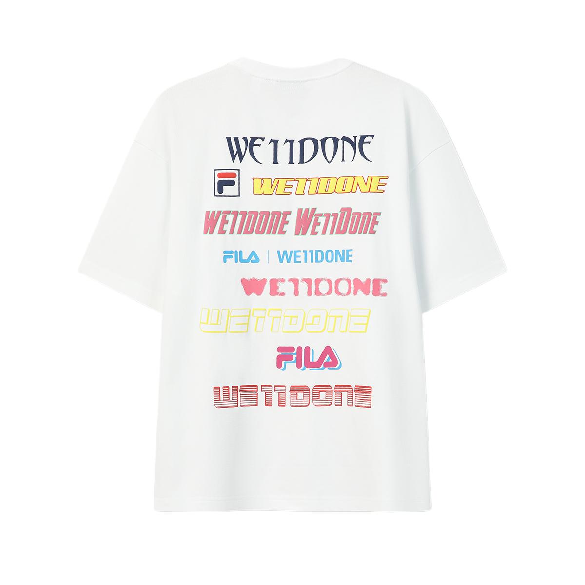 FILA × WE11DONE Short Sleeve Solid Knit Pullover T-Shirt Men tops F11U626107F-WT S
