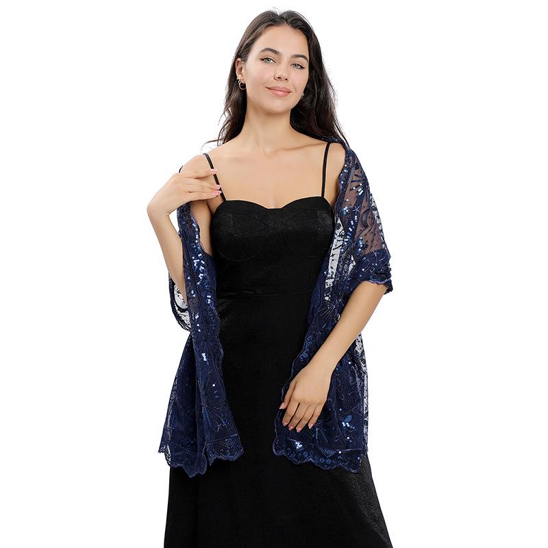 Elegant Star and Moon Embroidered Shawl for Weddings and Evenings
