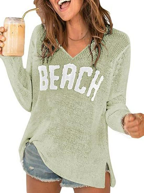 New V-Neck Letter Knitwear for Women - Spring/Summer Collection