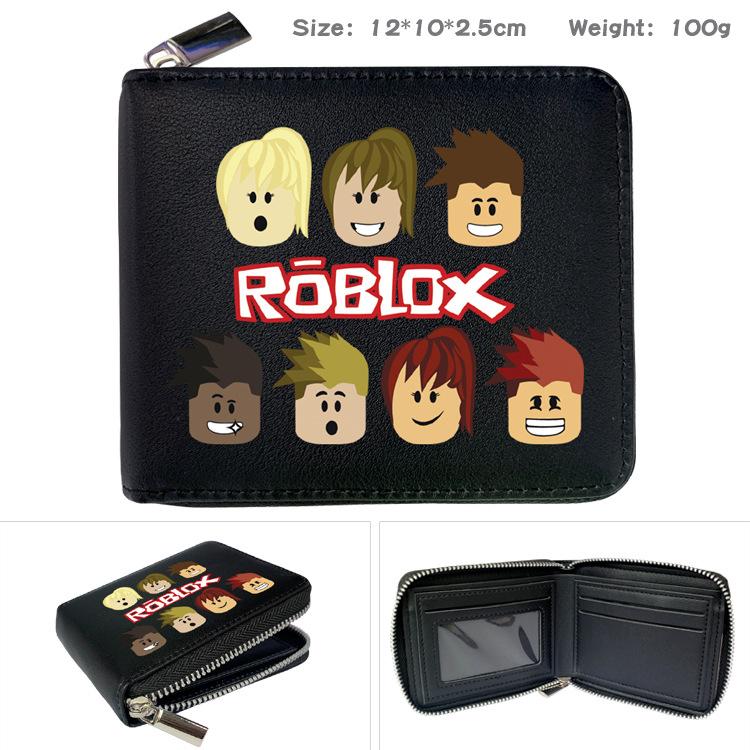 Carteira PU com Zíper ROBLOX - Tema de Jogo Virtual Dobrável Porta-Moedas Curto Porta-Cartões Preto 1 unidade