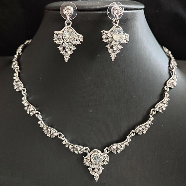 Set de bijuterii de mireasă nobil pentru femei, cadou pentru domnișoară de onoare, frunze, set de colier de cristal, set de cercei, culoare aurie, culoare argintie