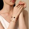 Trendy 18K Gold Plated Clover Lucky Bracelet White Black Red Green Flower Four Leaf Link Jewelry Gifts Bracelets for Women