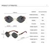 Fashion Rimless Sunglasses Women Luxury Vintage Brand Sun Glasses Retro Trend Diamond Lady Shades Eyewear Sunglasses for Men