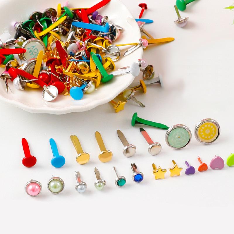 Colorful Children's Handmade Double-Legged Split Brad Nails for DIY Decoration