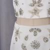Pure White Light Luxury Diamond-encrusted Fishtail Dress Two-piece Women's Collar Sleeveless + Skirt