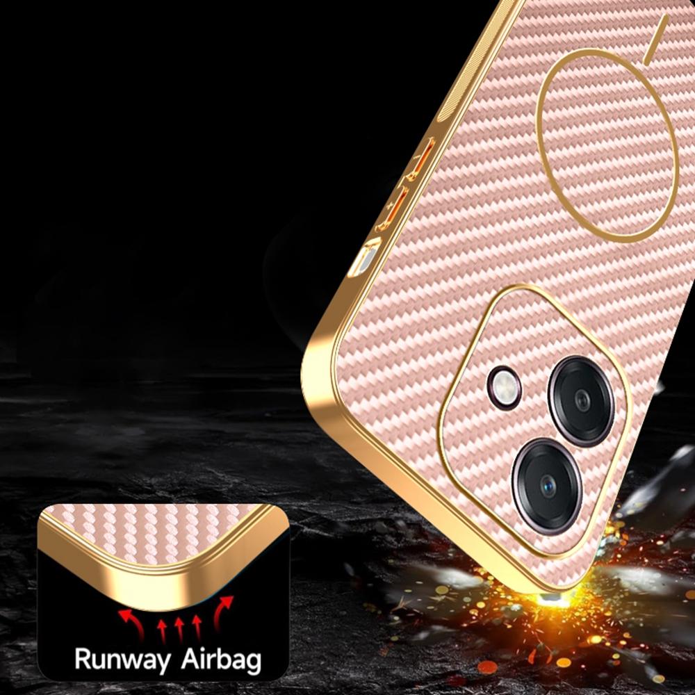 Handyhülle für Oppo A3 4G/A3 5G/A40 4G/A40M 4G/A60 5G/A3i 5G Carbonfaser-texturierte galvanisierte TPU-Rückseite