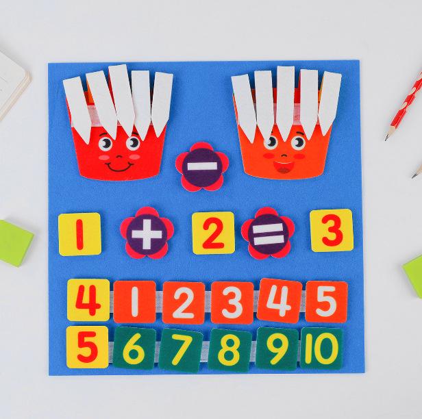 Children's Cartoon DIY Felt Learning Board for Early Education and Arithmetic