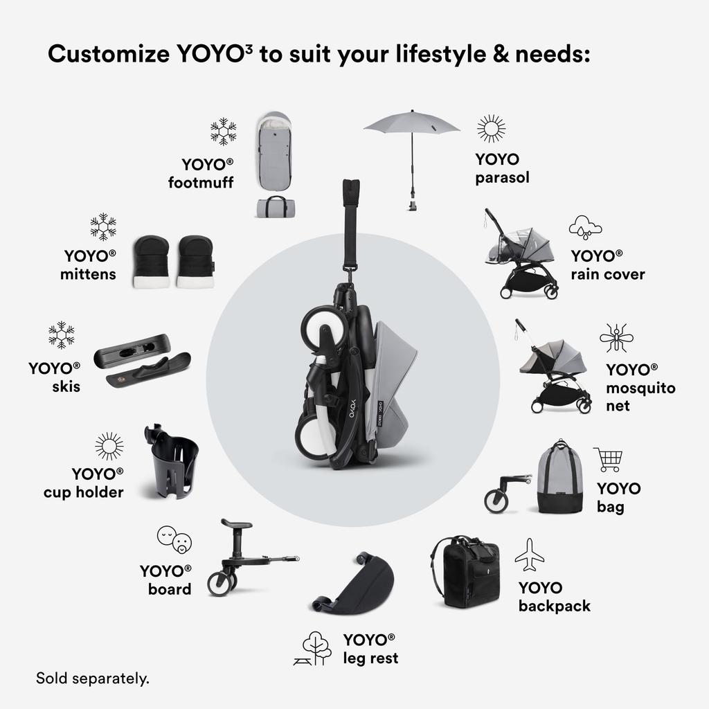 Stokke (Offiziell) YOYO Neugeborenen-Paket für Babys 0+ mit Moskitonetz, Schwarz, B37cm x H40cm x T53cm, 655301