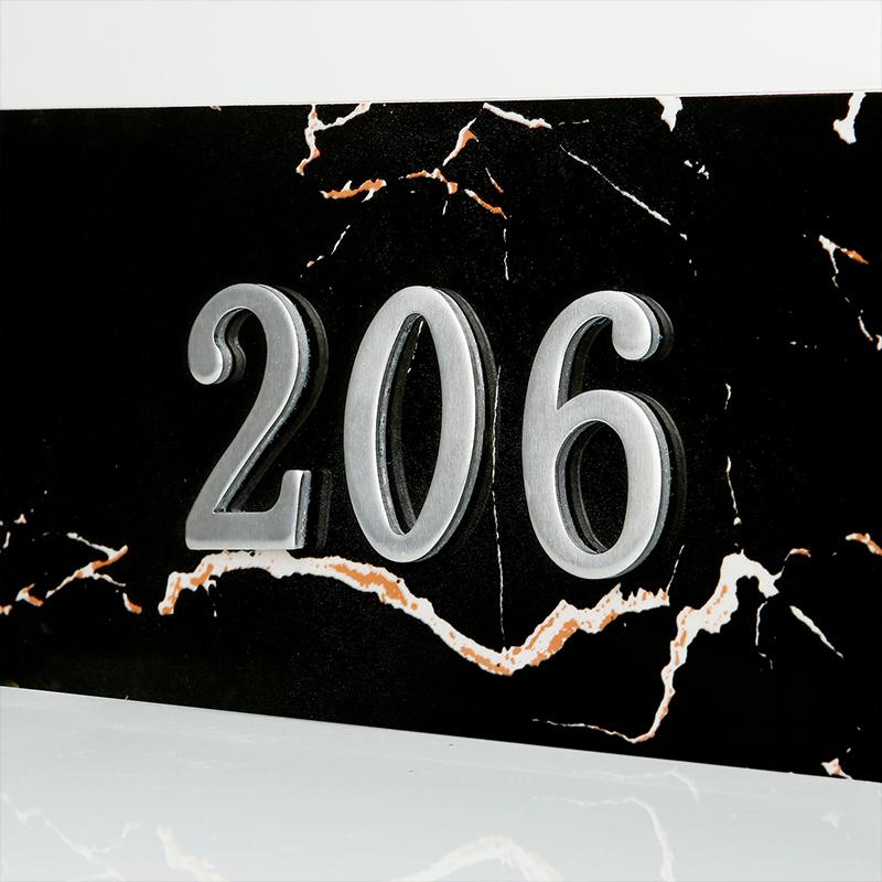 Aluminum Alloy Door Number with Backing Adhesive 5*3cm Silver House Number Apartment Door Number for Outdoor Hotel Home Mailbox