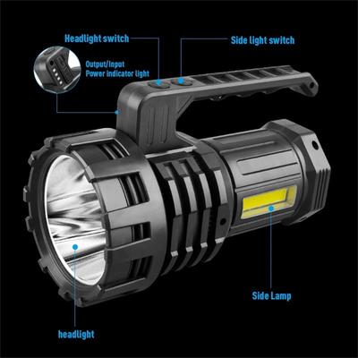 Weitstrahlende LED-Taschenlampe – Hochintensive Outdoor-Suchlampe, wiederaufladbare, langlebige, tragbare Taschenlampe für Camping & Wandern