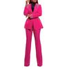 Fashion Pearl Splicing Women's Set Long Sleeve Blazer Wide Leg Pants Suit Winter Set Outfit