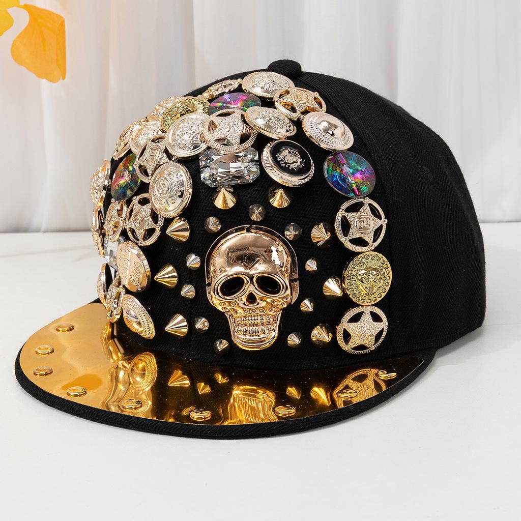 JYL TS DIY Rivet Baseball Cap Personality Decor Hip Hop Cap Cotton Fabric