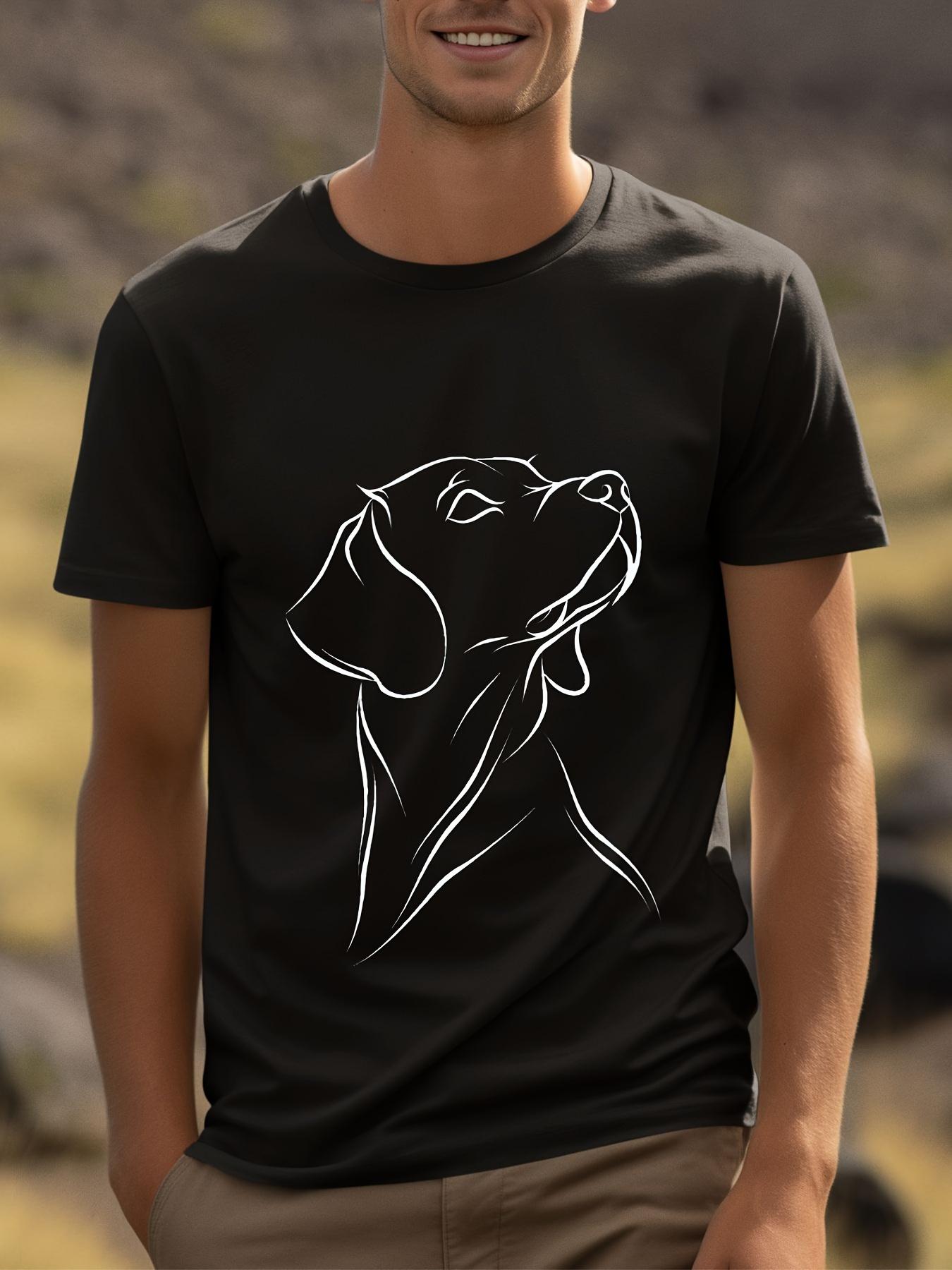 White T-shirt with Black Dog Print - Breathable & Comfortable S